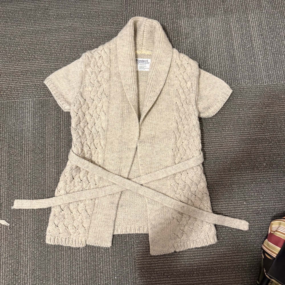 Aeropostale Women's Cream Cable Knit Cardigan
